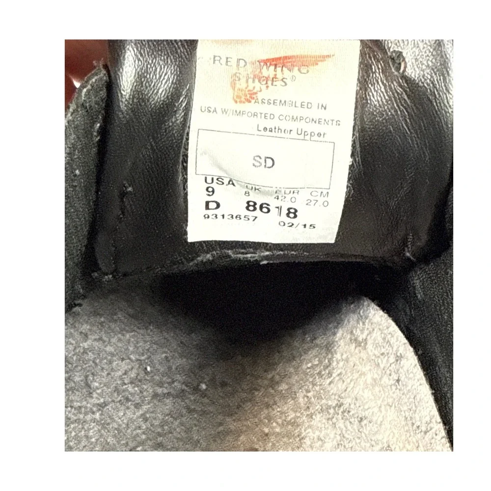 Red Wing 8618 Shoes Black‎ Leather Oxford Safety Work Shoes Mens Size 9 D SD
